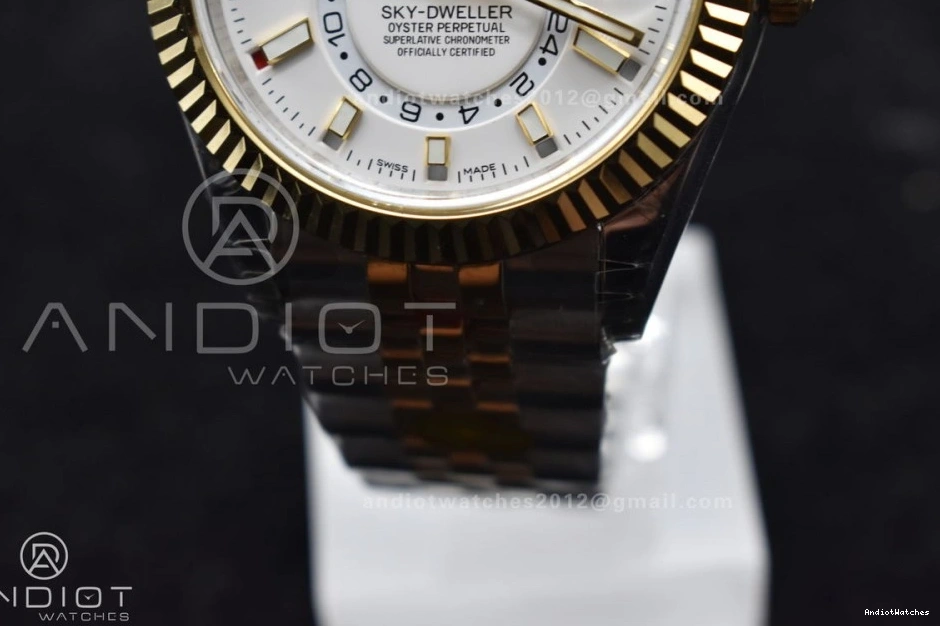 SS Best Noob A23J Skydweller On SS YG White Bracelet 1113 Edition EasyCare YG Dial 1202